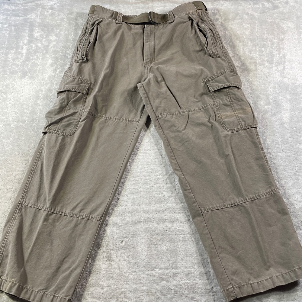 Vintage Old Navy Cargo Pants Mens 36x28 Brown Belted Utility Outdoor Punk Grunge